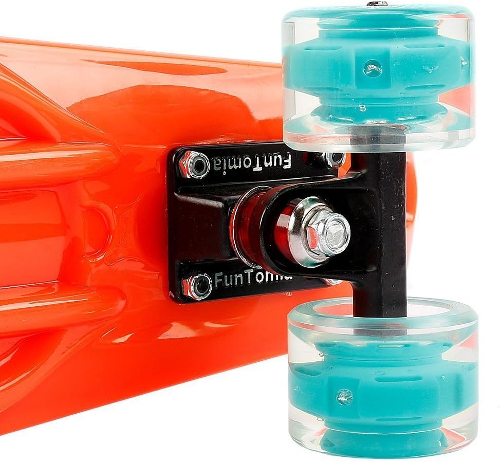 FunTomia Miniboard Cruiser Skateboard mit 70/65mm Big Wheel Rollen inkl. MACH1 Kugellager orange mit