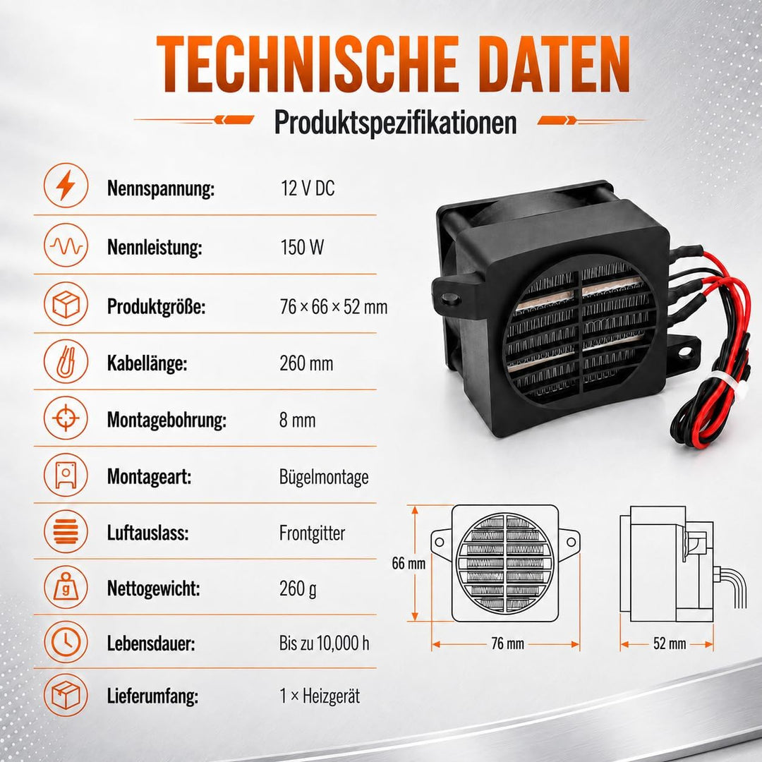 Telituny Heizung 220V 300W PTC-Heizung mit Lüfter Elektrischer Keramik-Thermostat PTC-Lufterhitzer H