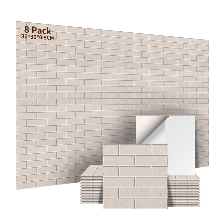 AsmeSonic Akustikplatten selbstklebend 8 Stück, 30x30x0.9cm Akustikpaneele Wandpaneele, Akustische B