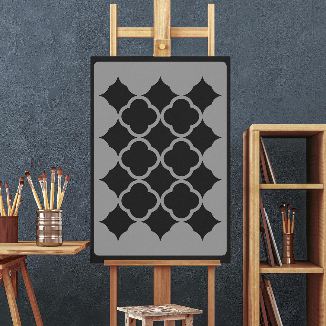 NAKLEO Wiederverwendbare Kunststoff-Schablonen - 59x95cm - Marokkanisch Maurisch Geometrisch 4 - Gro
