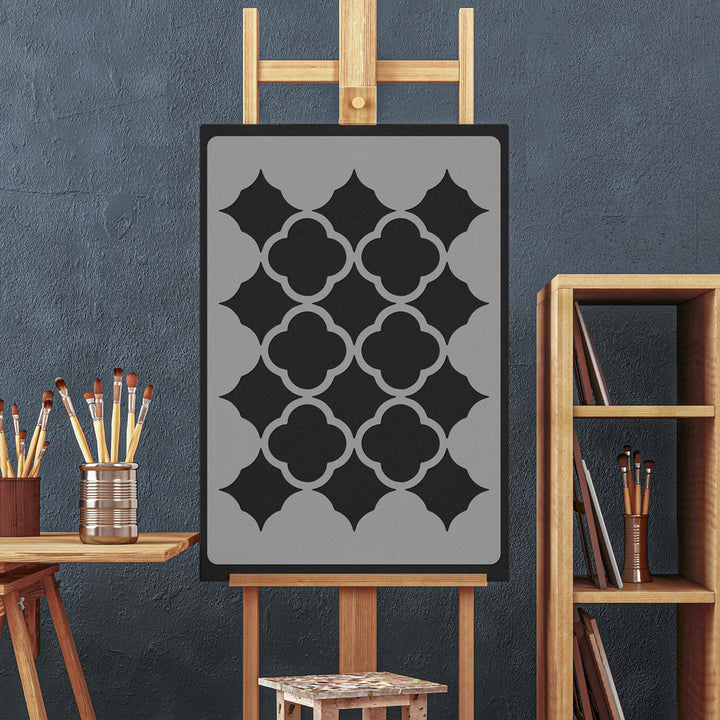 NAKLEO Wiederverwendbare Kunststoff-Schablonen - 59x95cm - Marokkanisch Maurisch Geometrisch 4 - Gro
