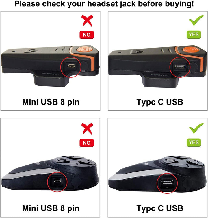 USB Typ C Mikrofon und Kopfhörer für Motorrad Headset Bluetooth Kommunikationssystem BT-S2 und BT-S3