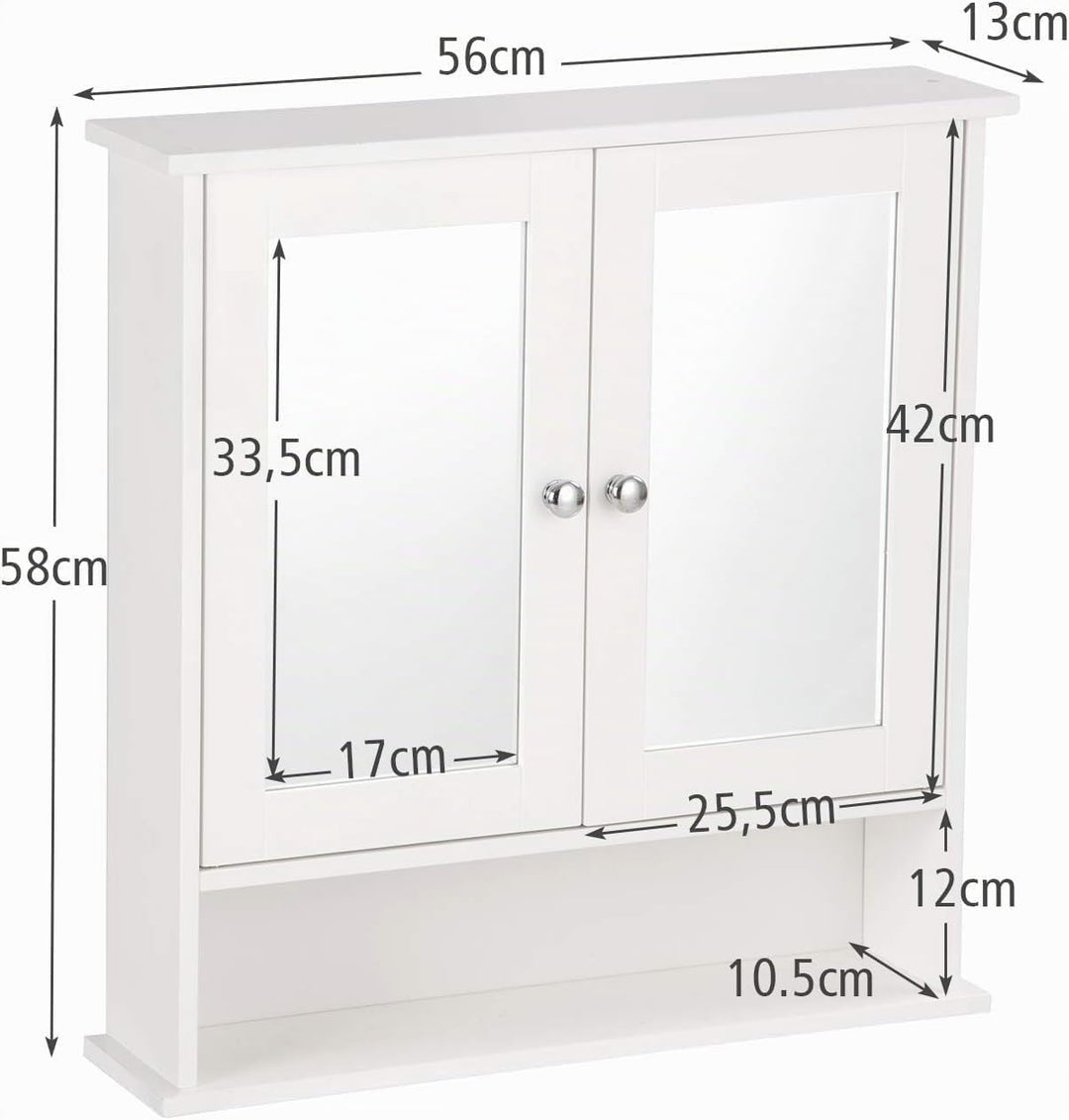 GIANTEX Hängeschrank mit Spiegel, Spiegelschrank Wandschrank mit 2 Türen, Badschrank Badezimmerschra