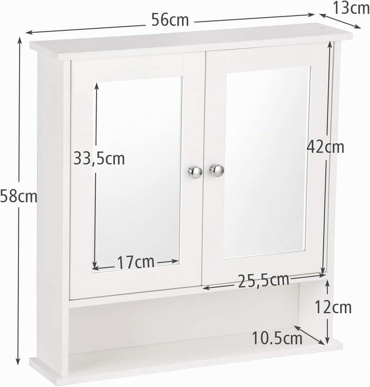 GIANTEX Hängeschrank mit Spiegel, Spiegelschrank Wandschrank mit 2 Türen, Badschrank Badezimmerschra