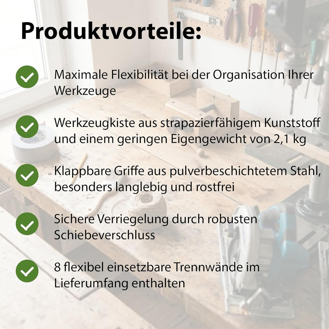 TRUTZHOLM Werkzeugkiste Werkzeugbox Traglast 10 Fächer flexibel verstellbar Organizer Kunststoff lei