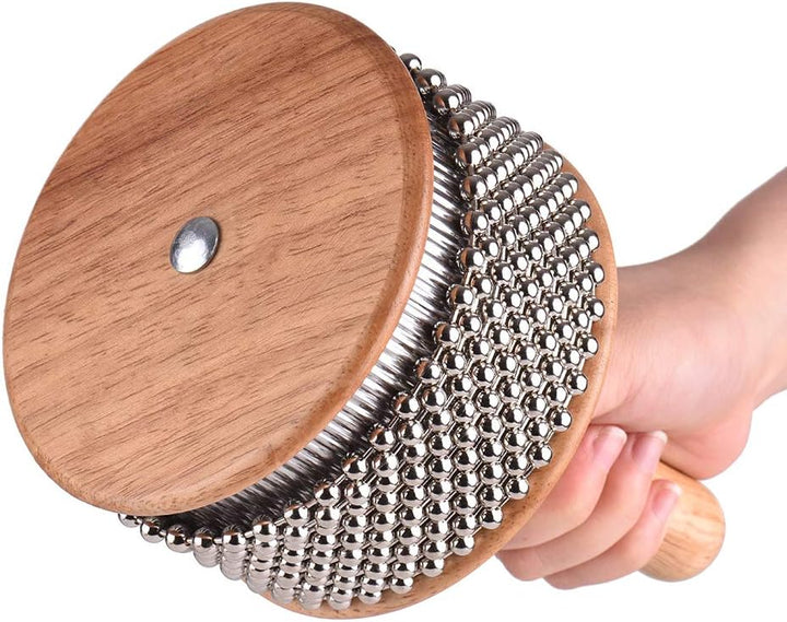 Bontannd 1 Stück Holz Cabasa Metall Perlen Kette & Zylinder Pop Hand Shaker Percussion Instrument Fü