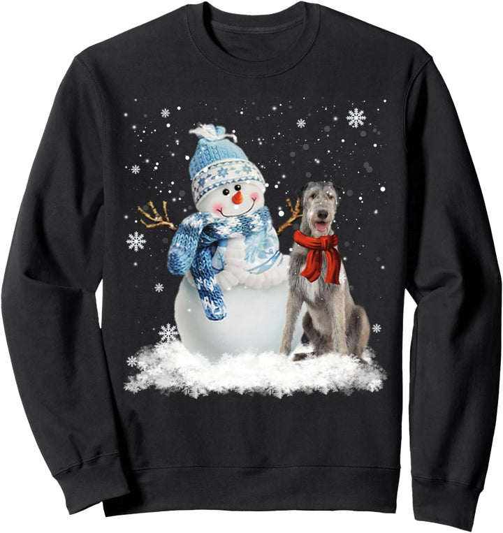 Lustiger Irischer Wolfshund Weihnachtspyjama mit Schneemann Sweatshirt
