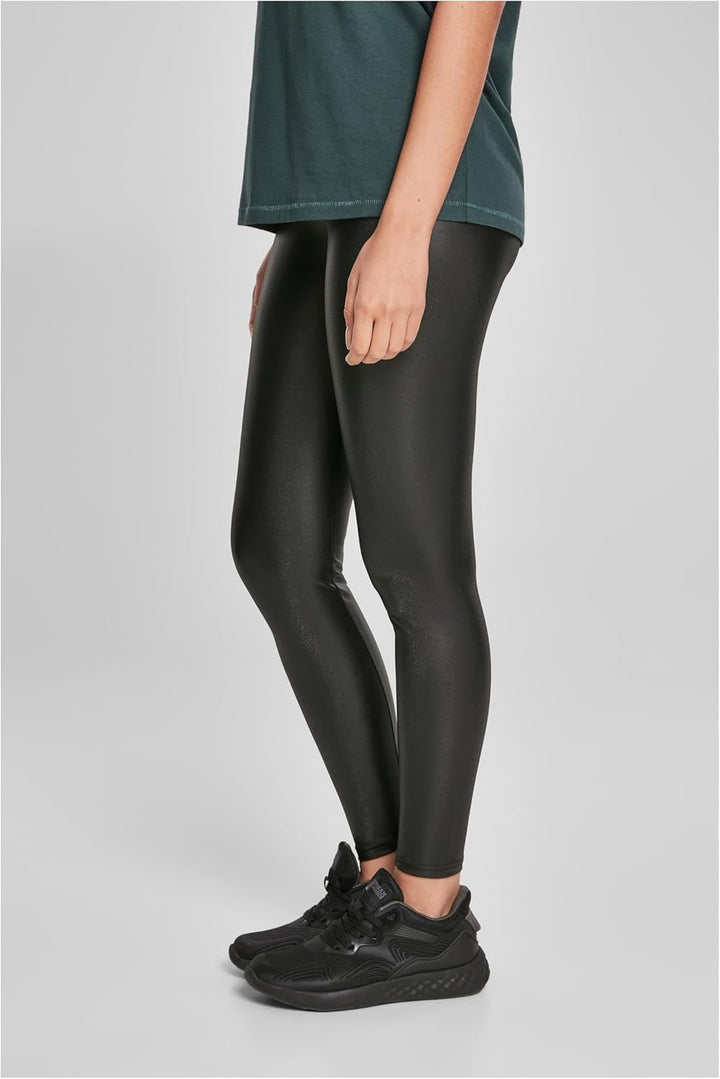 Urban Classics Damen Ladies Faux Leather High Waist Leggings 2-Pack S Black+black, S Black+black