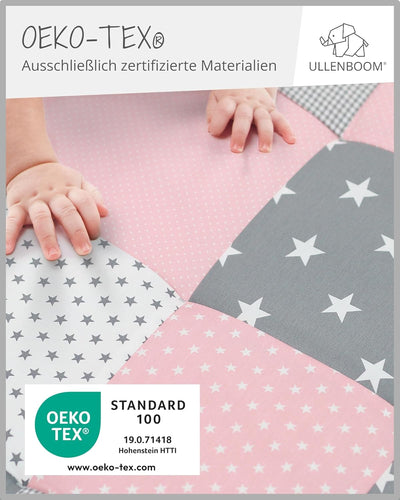 ULLENBOOM Krabbeldecke für Baby 100x100 cm, 100% OEKO-TEX Materialien, Made in EU, Dick & weich gepo