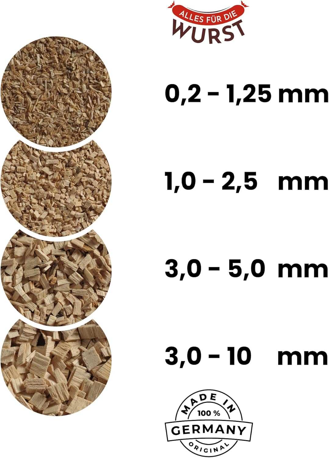 Alles für die Wurst - Räuchermehl Buche, naturbelassenes Buchenrundholz, verschiedene Körnungen erhä