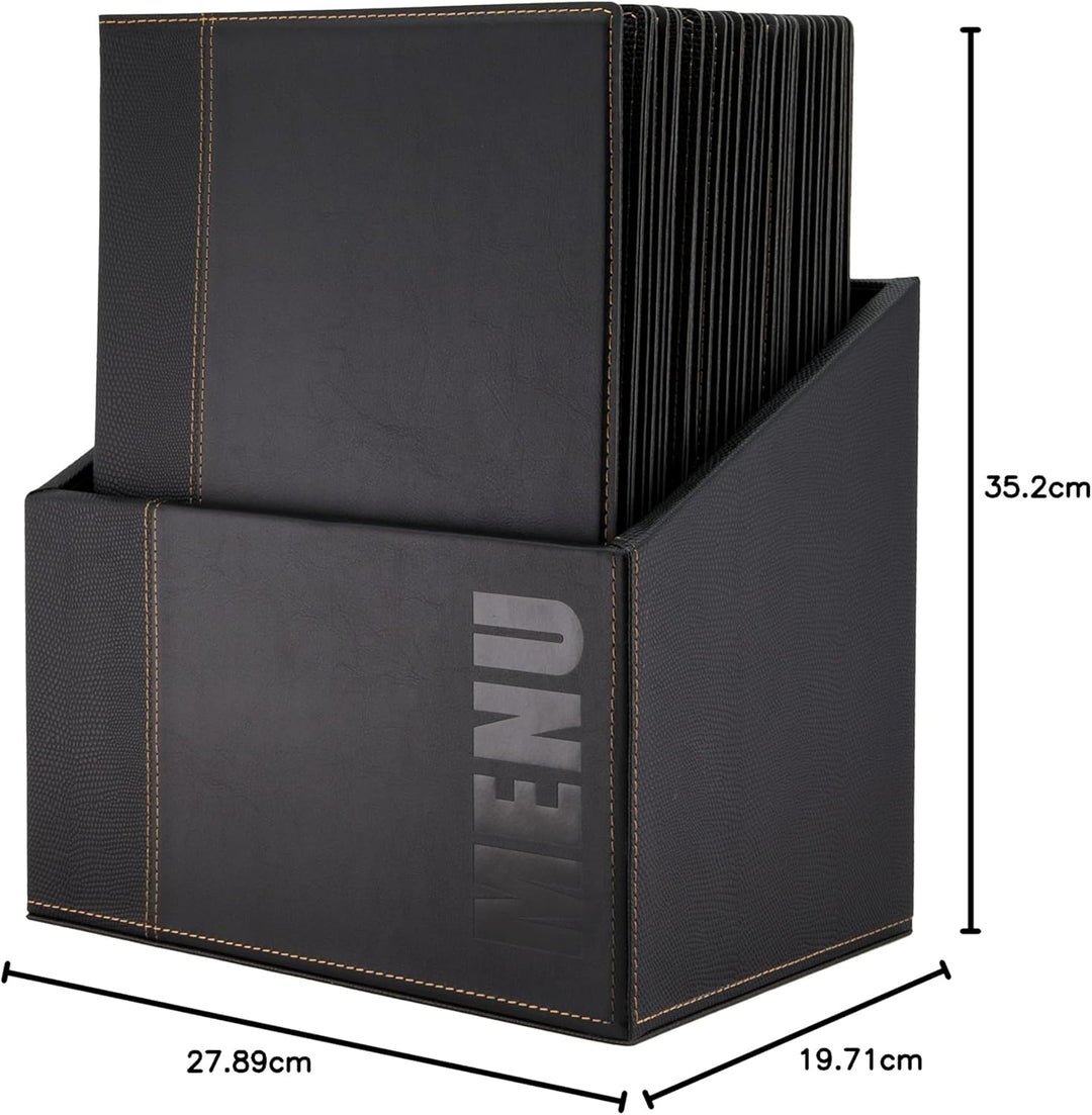 Securit Trendy Range Menükartenbox mit 20 Karten im A4-Format, je 1 doppelseitiger Einleger, Schwarz
