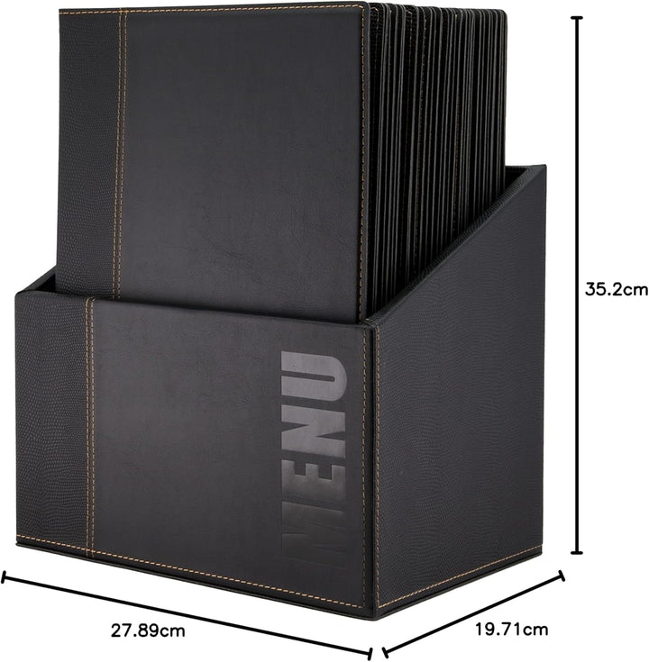 Securit Trendy Range Menükartenbox mit 20 Karten im A4-Format, je 1 doppelseitiger Einleger, Schwarz
