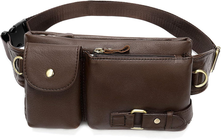 FANDARE Retro Bauchtasche Brusttasche Gürteltasche Hüfttasche Sport Leder Sling Bag Umhängetaschen H