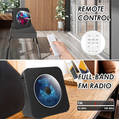 Desktop-CD-Player mit Bluetooth-Sender, tragbarer CD-Player mit Lautsprechern & Timer, Radio-CD-Play