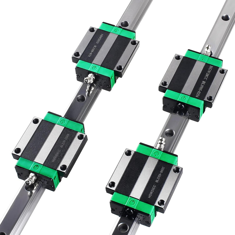 CNCMANS Linearführung 2 Stücke HGR20-500mm Linear Schienenführung mit 4 Stücke HGW20CC Gleitblock fü