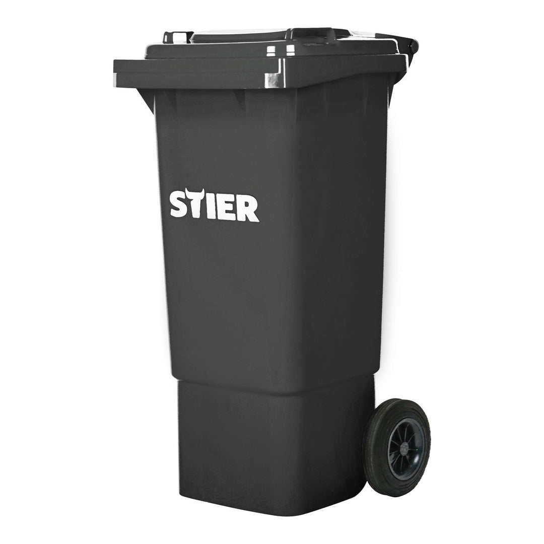 STIER 2-Rad-Müllgrossbehälter, Volumen 80 Liter, Mülleimer, grau, BxTxH 445x520x939 mm, Mülltonne, R