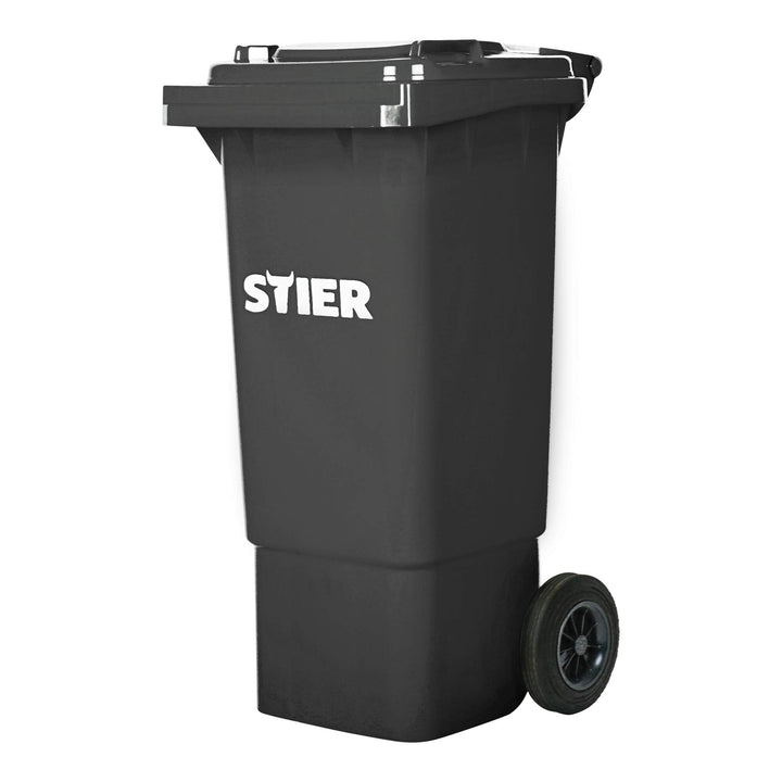 STIER 2-Rad-Müllgrossbehälter, Volumen 80 Liter, Mülleimer, grau, BxTxH 445x520x939 mm, Mülltonne, R