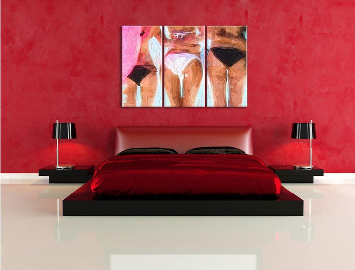 Pixxprint Sexy Girls im Bikini als Leinwandbild/Grösse: 3 Teilig (120x80) cm/Wandbild/Kunstdruck/fer