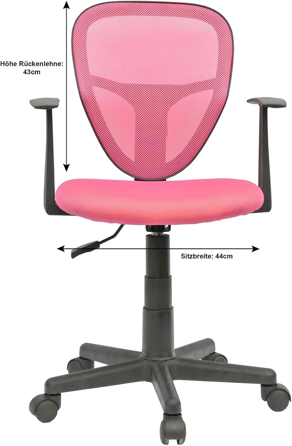 CARO-Möbel Schreibtischstuhl Kinderdrehstuhl Bürostuhl Drehstuhl Studio in pink rosa mit Armlehnen,