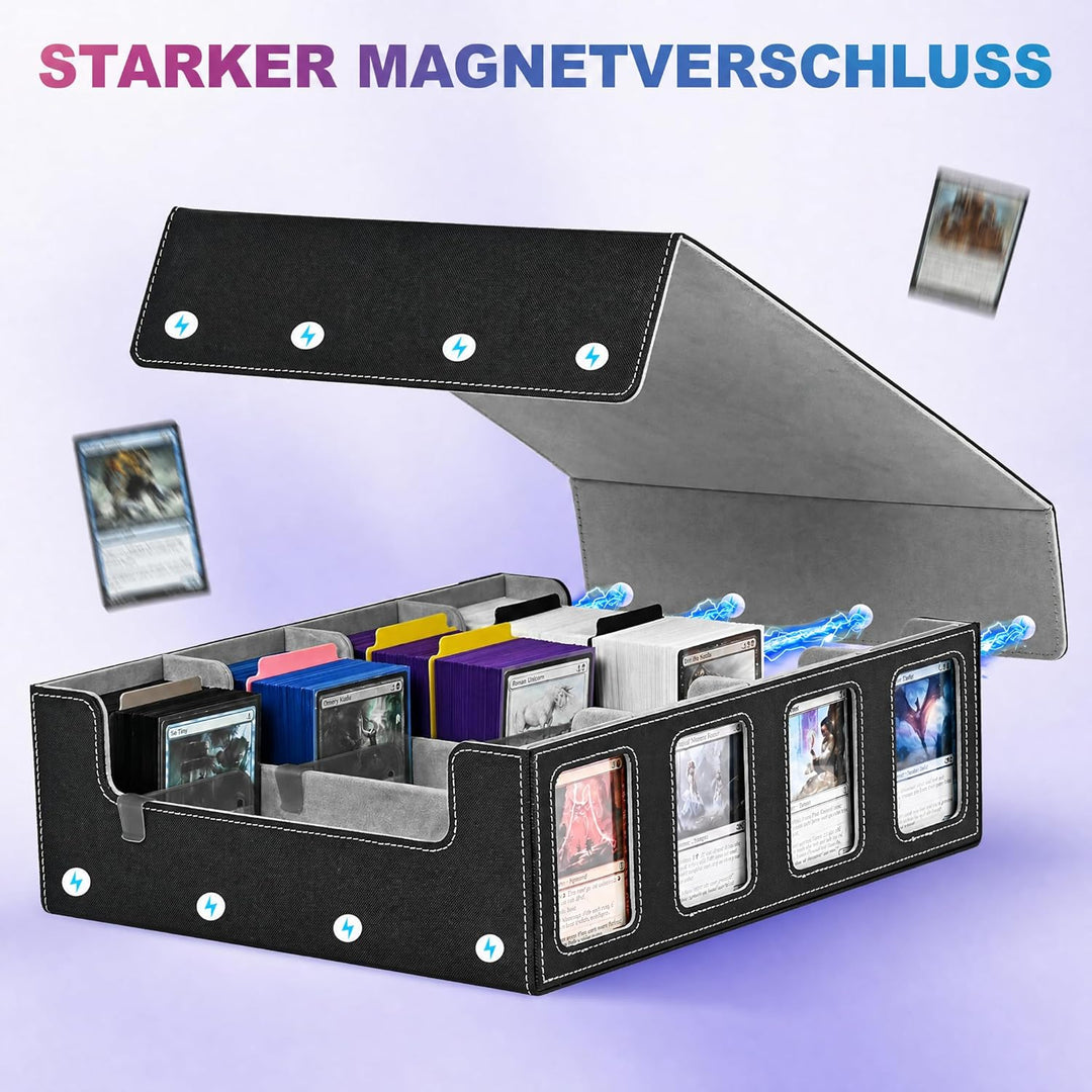 Trading Card Storage Box für Commander Display, 2400+ MTG Deck Box mit 4 Top Loader, TCG Card Case p