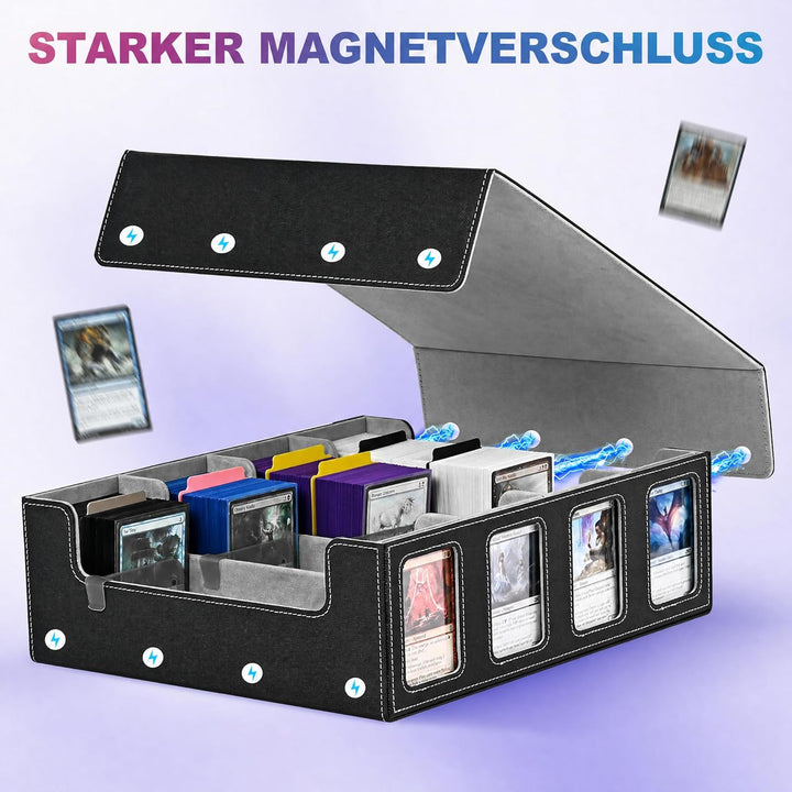 Trading Card Storage Box für Commander Display, 2400+ MTG Deck Box mit 4 Top Loader, TCG Card Case p
