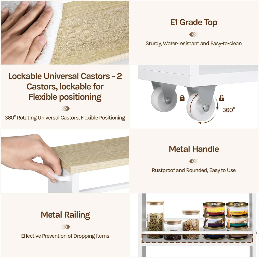 WOLTU Küchenwagen mit 3 Ebenen, Küchenregal Servierwagen Nischenregal mit Rollen, Rollwagen Rollcont