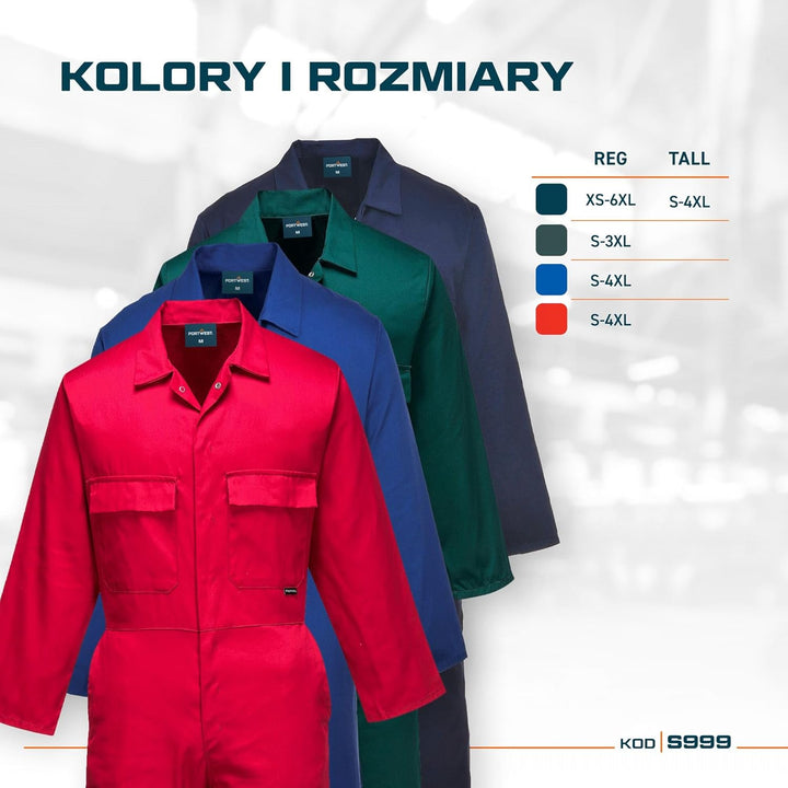 Portwest Euro Work Polykatoen Overall, Royal Blau, M Royal Blau M Normale Hosenlänge, Royal Blau M N
