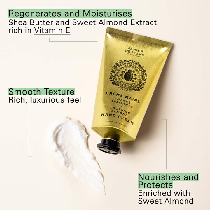 Panier des Sens Mandel Handcreme für sehr trockene Hände 75ml - Hand Cream mit Shea Butter und Mande