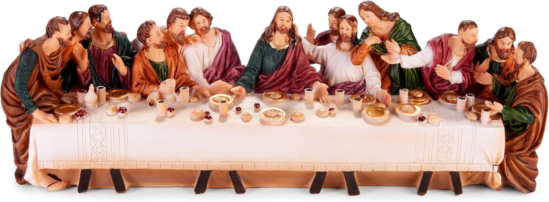 BRUBAKER Das letzte Abendmahl - Jesus und Seine 12 Jünger am Tisch - 36 cm Weihnachtsfigur mit handb