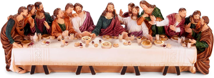 BRUBAKER Das letzte Abendmahl - Jesus und Seine 12 Jünger am Tisch - 36 cm Weihnachtsfigur mit handb