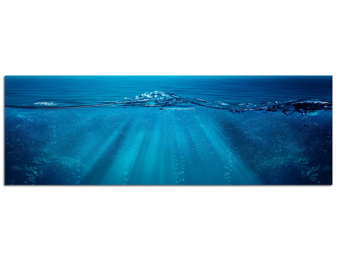 Paul Sinus Art Panoramabild auf Leinwand und Keilrahmen 120x40cm Meer Welle Unterwasser Hintergrund