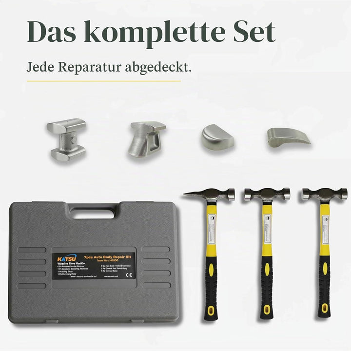 TOPWAY Karosserie-Ausbeul-Satz 7-tlg, Reparaturset für Karosserie, Hammer und Puppen-Set Professiona