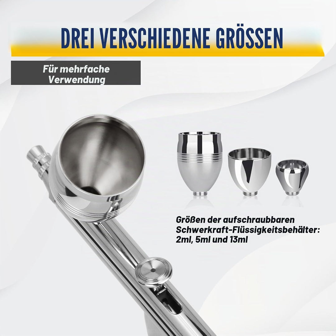 Airbrush Fengda FE-183K Präzisions-Dual-Action-Airbrush-Set für Schwerkraftzufuhr mit 3 Körbchengrös