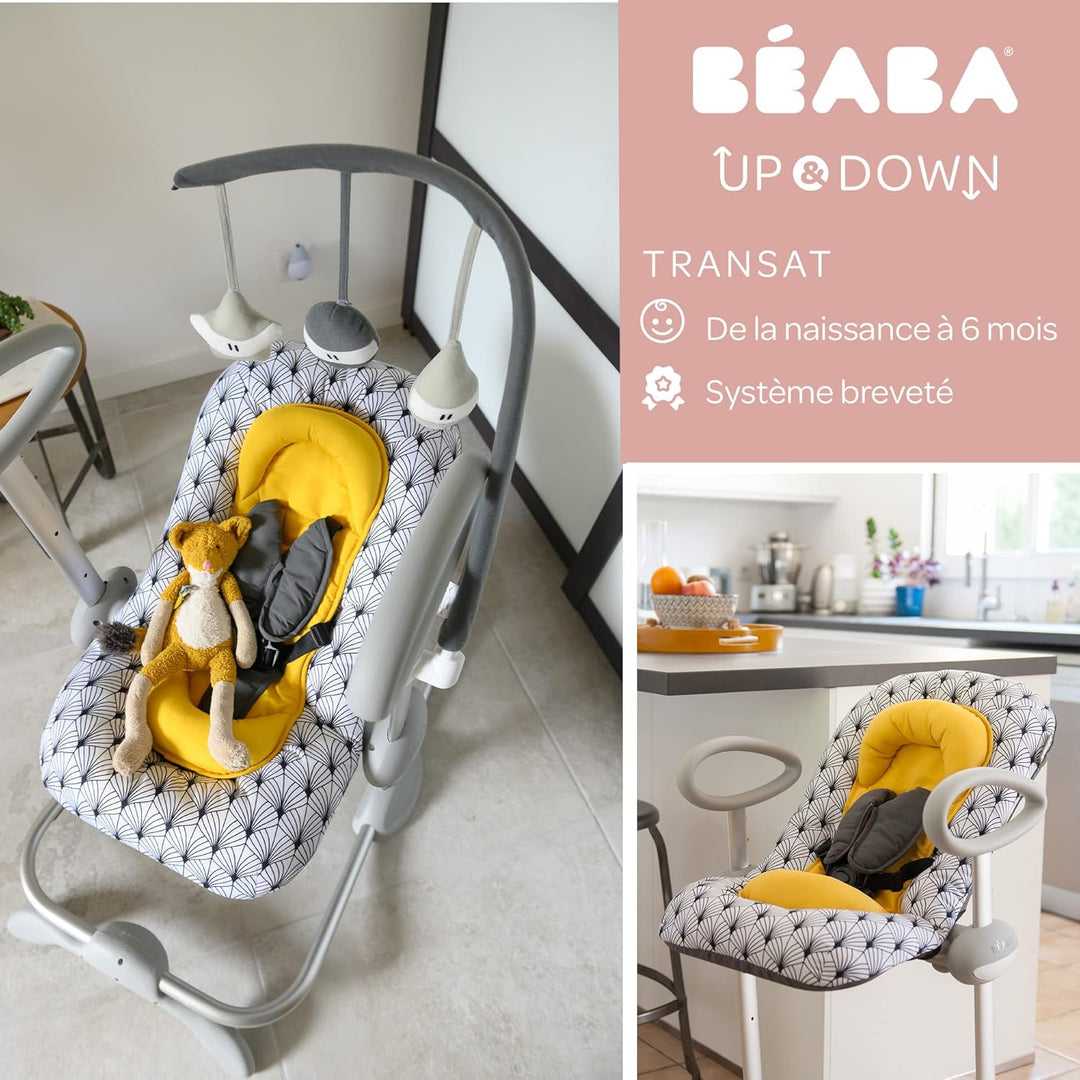 BÉABA, Up & Down III - Babywippe - Wippe für Babys und Kleinkinder - Höhenverstellbar - Schaukelfunk