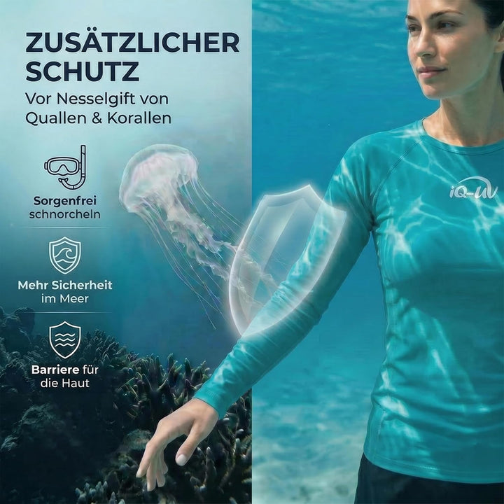 iQ-UV Sportshirt Damen Langarm – Elastisches UV Shirt für Damen für Wasser & Sport – Rash Guard mit