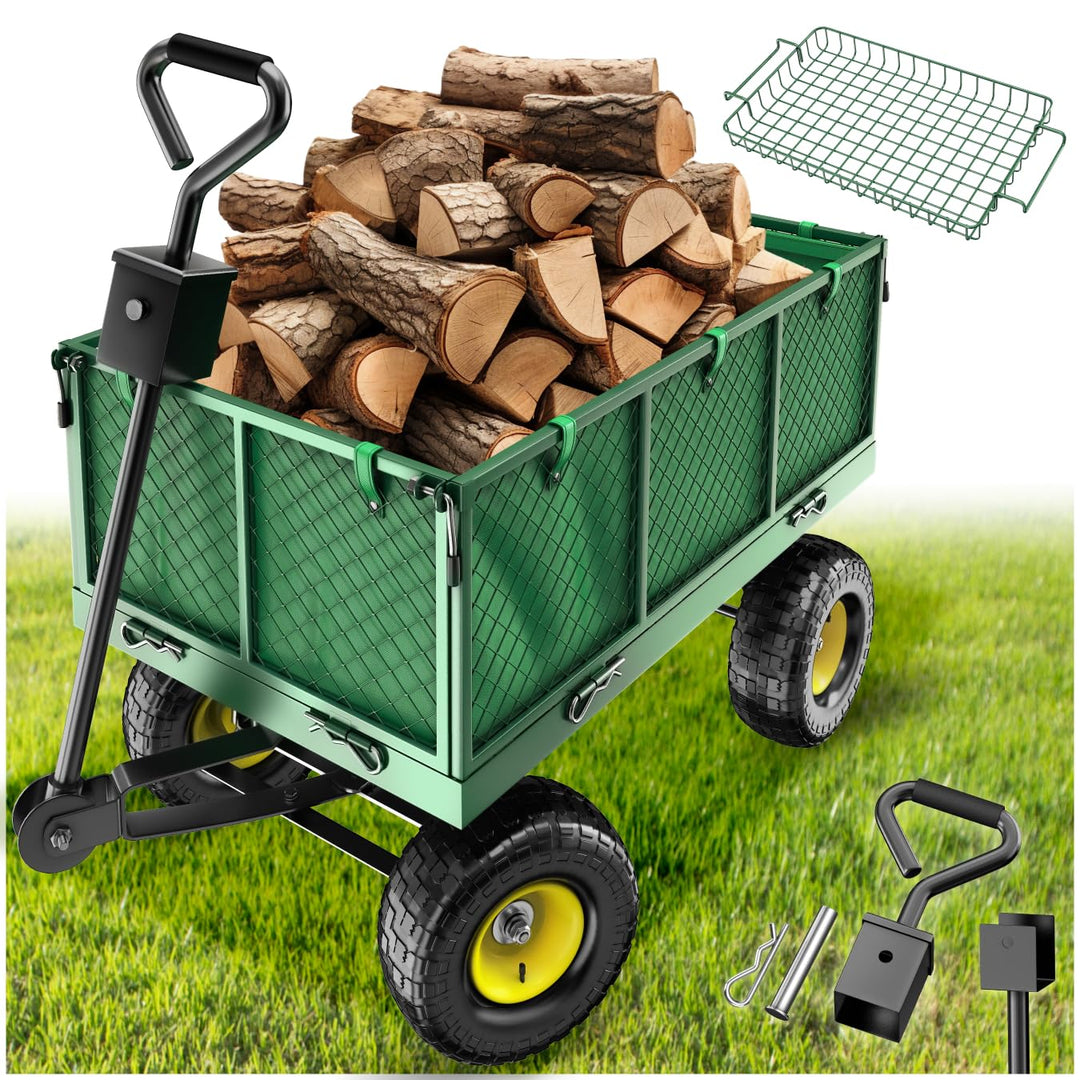 tectake® Bollerwagen, Transportwagen, Gartenwagen, Handwagen, Leiterwagen mit aufklappbaren Seitenwä