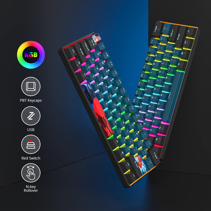 SOLIDEE mechanische gaming tastatur 60 prozent,61 Tasten kompakte mechanische tastatur RGB Hintergru
