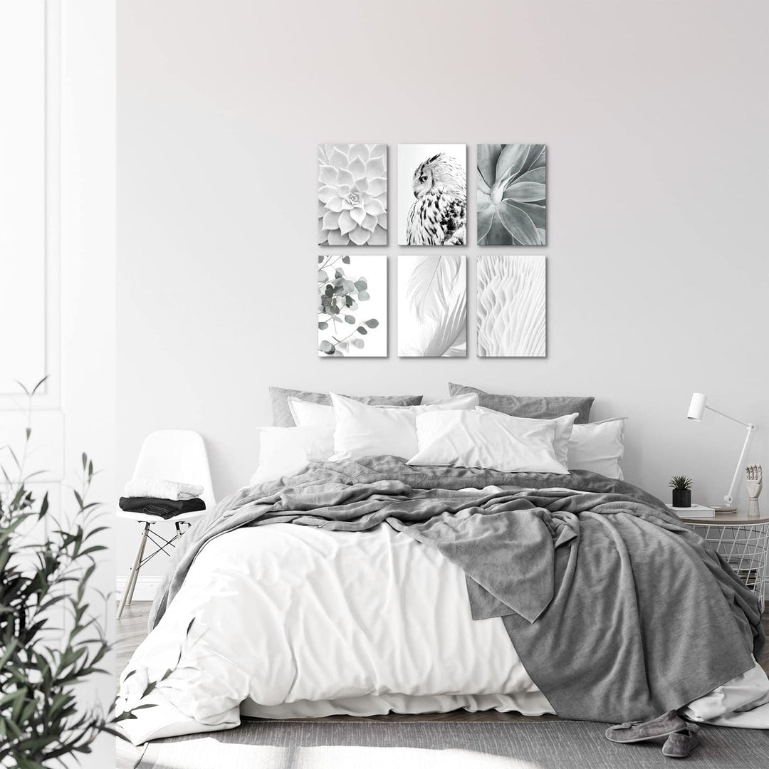 Novart Wandbilder Set - KOMPLETT AUFHÄNGFERTIG - Made in Germany - Moderne Bilder Boho Eule Wohnzimm