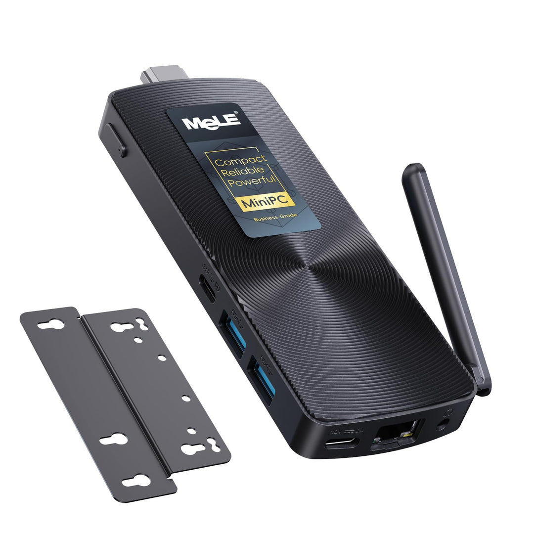 MeLE PCG02 Fanless Mini-PC Stick – N100 8GB 256GB, Lüfterlos, HDMI Unterstützt VESA-Montage, USB-C P