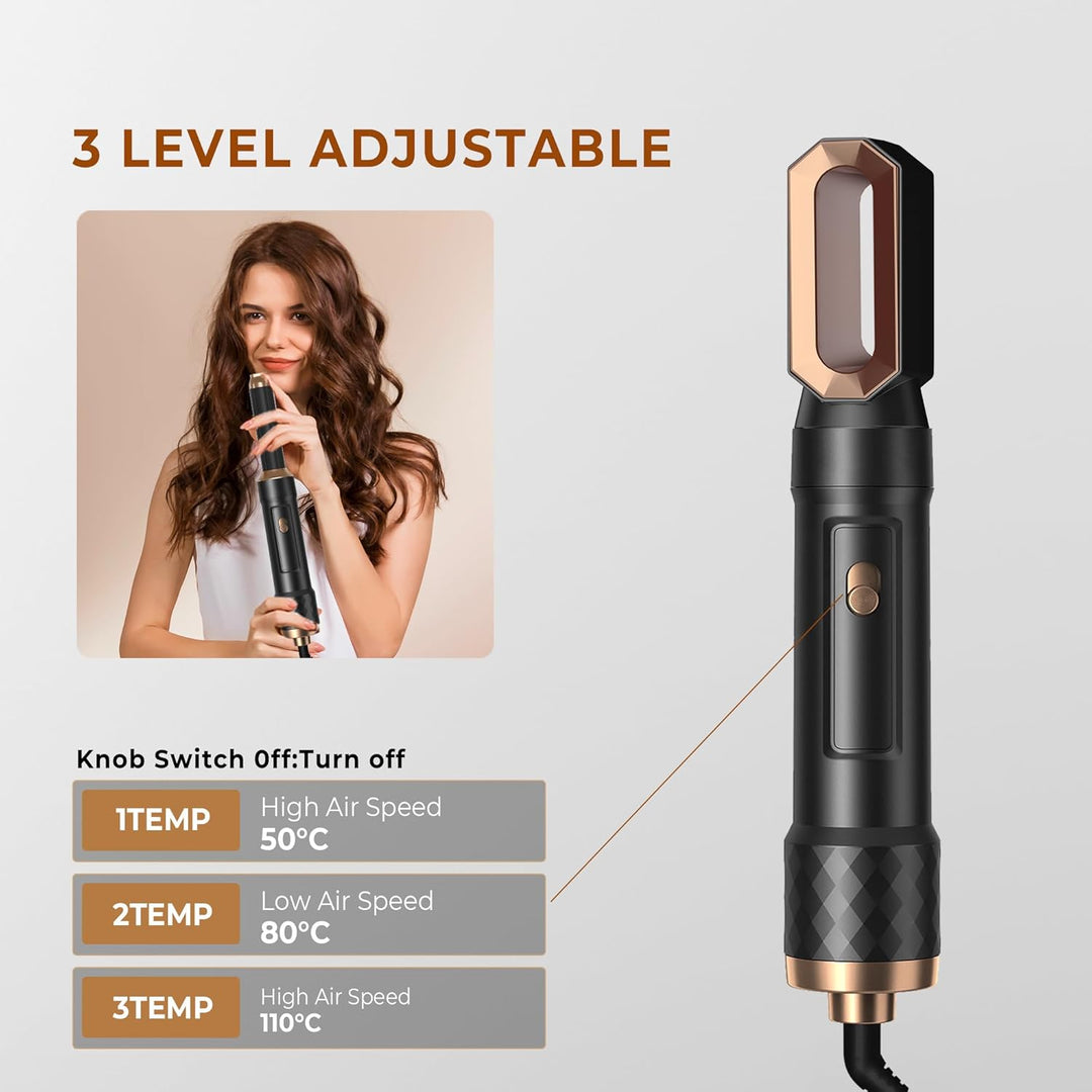 Airstyler Set 6 in 1 Warmluftbürste Set, 1000W Haarstyler Stylingbürsten Set mit Haartrockner, Rundb