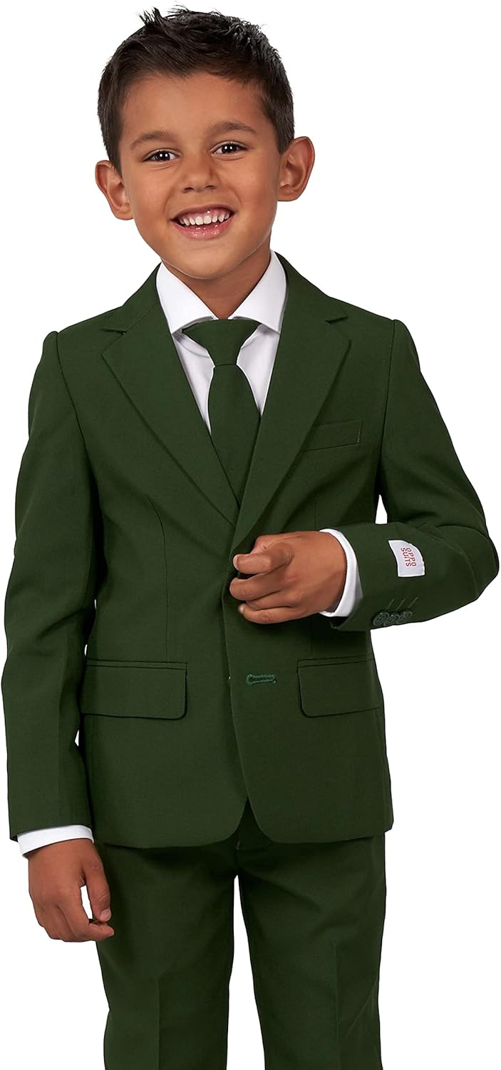 OppoSuits Einfarbiger Anzug für Jungen in Glorious Green - Abschlussball- und Hochzeitsfeier-Outfit