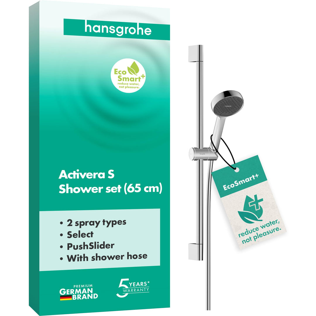 hansgrohe Activera Select S - Duschset mit Duschkopf wassersparend (EcoSmart+, 2 Strahlarten), Dusch