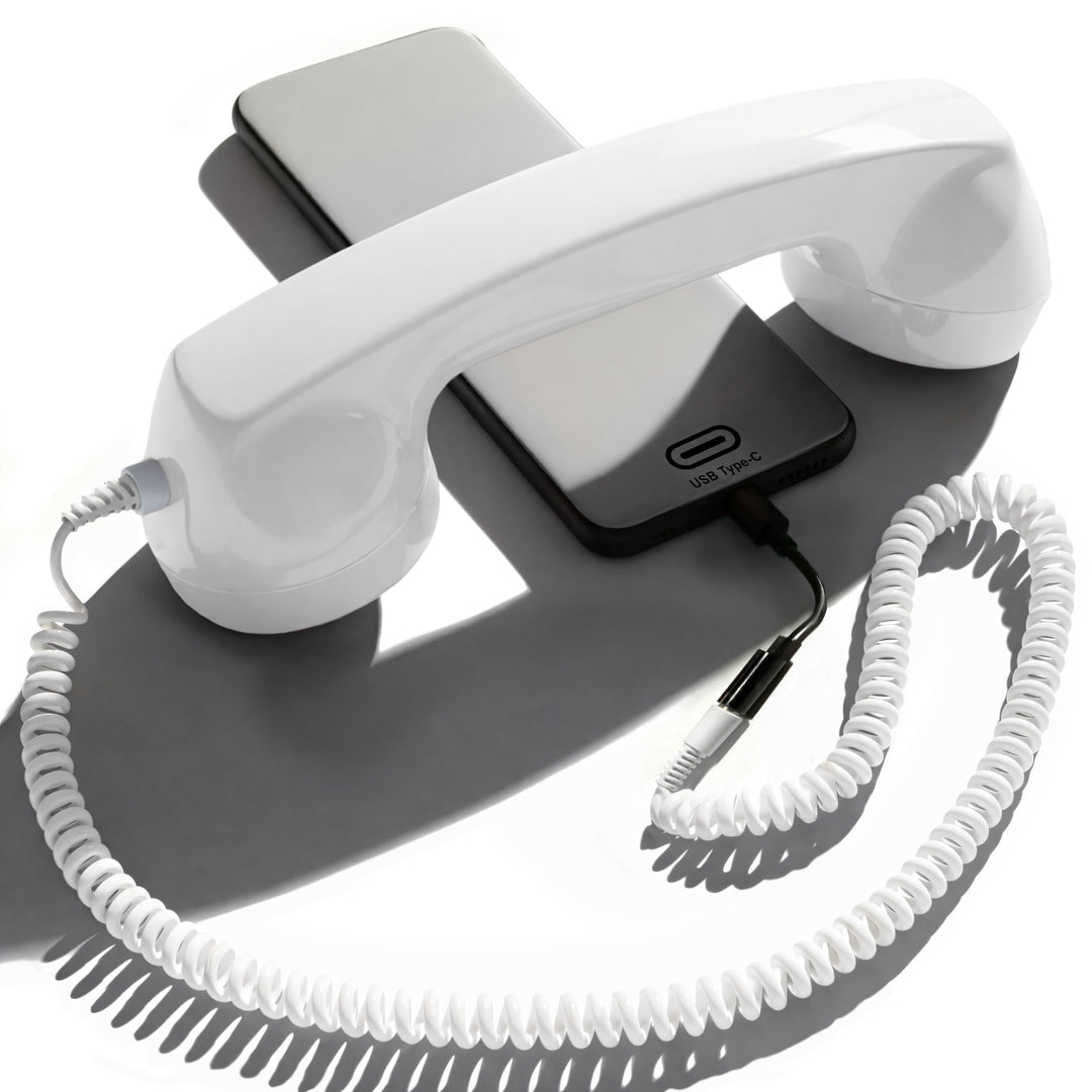 Opis 60s Micro - Retro Handyhörer für Android Smartphones, Tablets, Notebooks und Handys in der Form