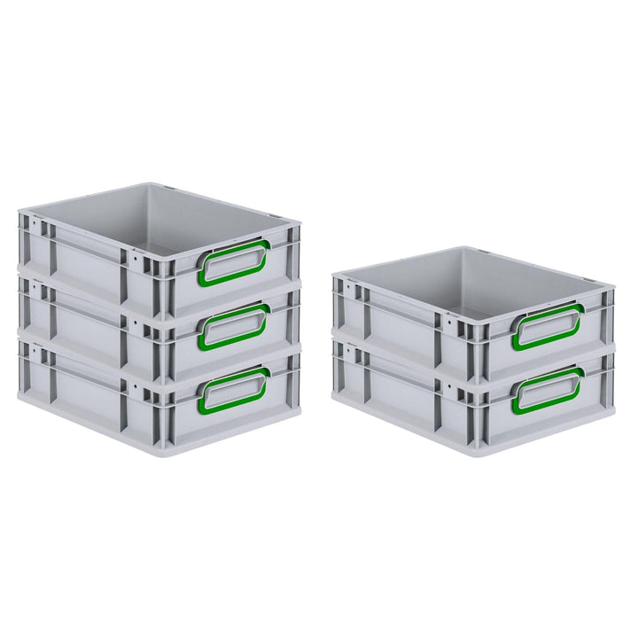 SparSet 5x Eurobox NextGen Color | HxBxT 12x30x40cm | 11 Liter | Griffe grün geschlossen | Glatter B