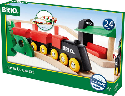 33424 BRIO Classic Deluxe-Set - Eisenbahnzubehör Holzeisenbahn - Empfohlen für Kinder ab 3 Jahren