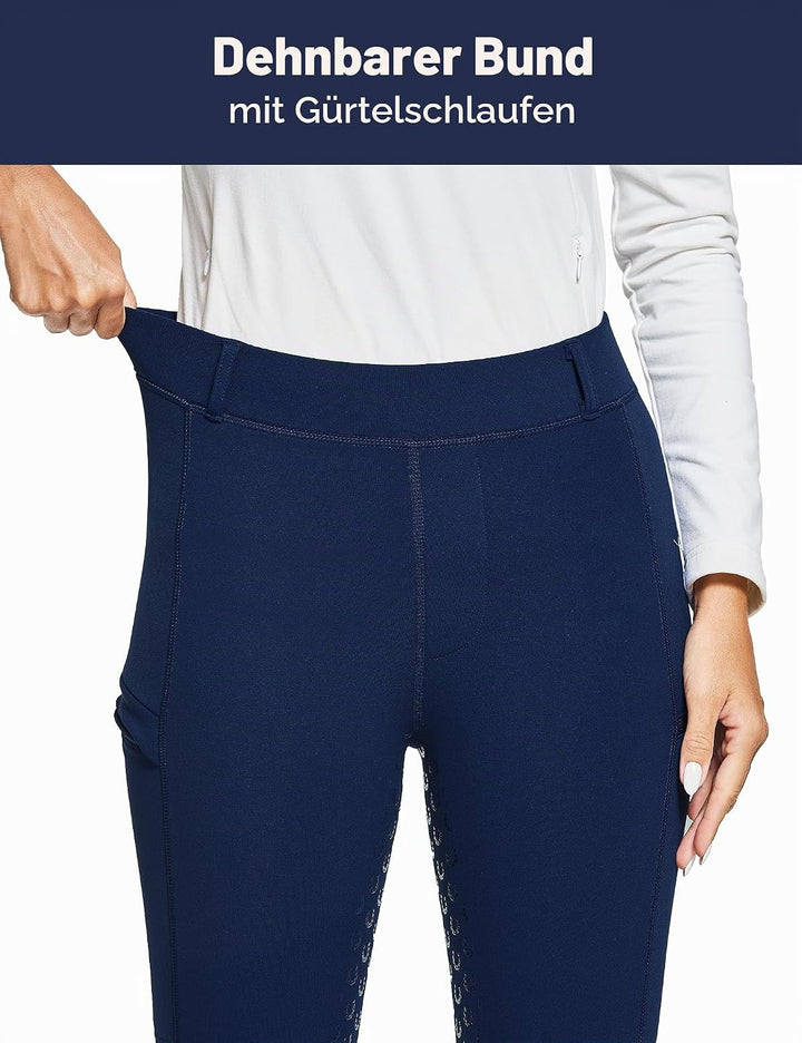 FitsT4 Sports Damen Winterreitleggings Fleece-Reithose Silikon Vollbesatz Reithose mit Reissverschlu