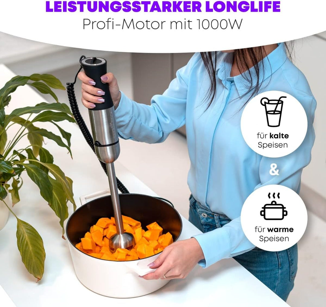 Profi Cook Stabmixer PC-SM 1094 elektrischer Pürierstab mit Edelstahl-Gehäuse und ergonomischen Soft