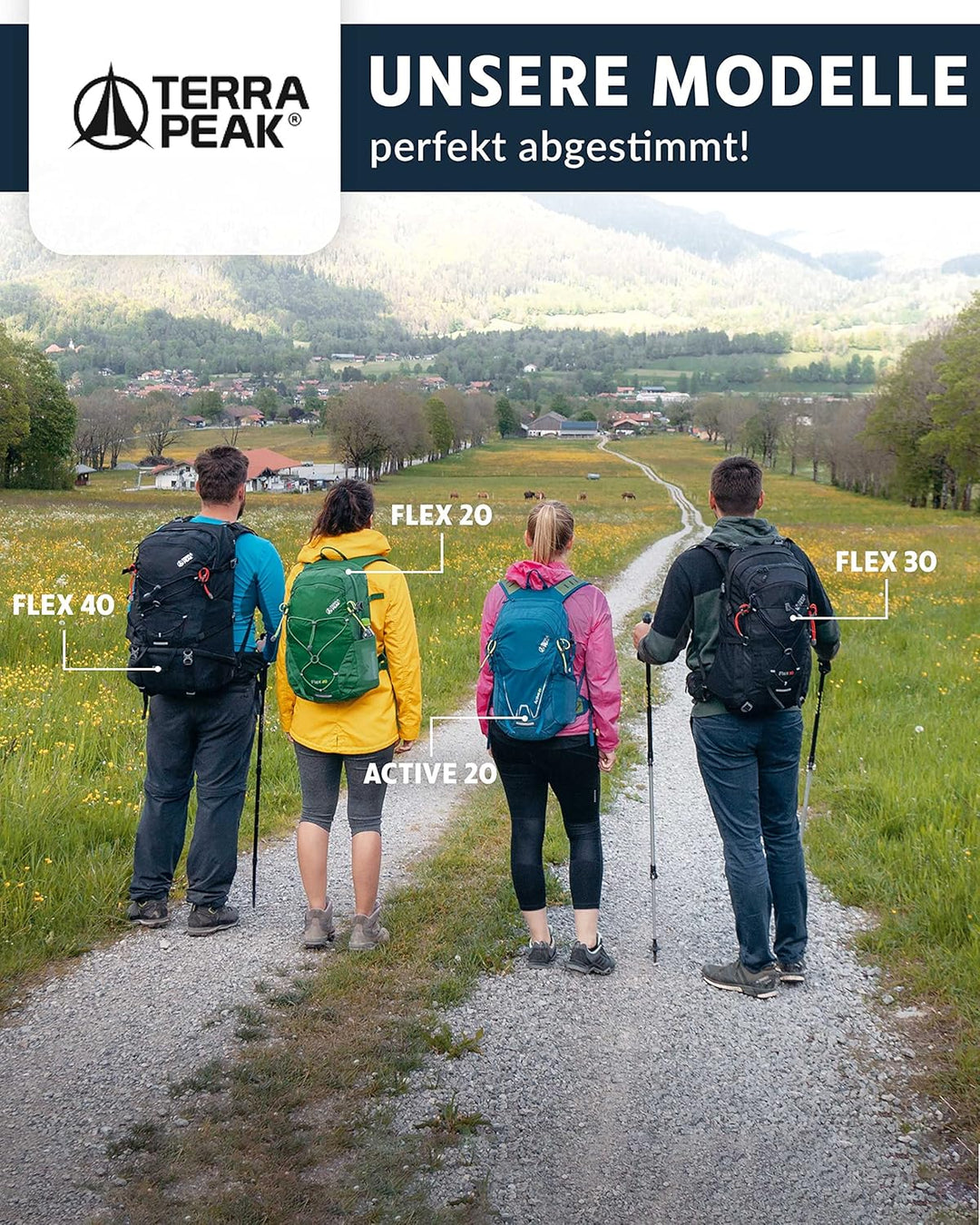 Terra Peak Wanderrucksack 20L Active 20 Premium (klein) Trekkingrucksack mit Rückenbelüftung, Regens