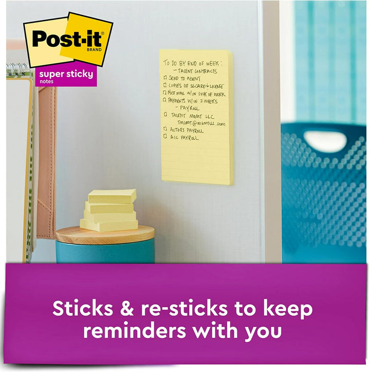 Post-it Super Haftnotizen, 10,2 x 15,2 cm, 3 Blöcke, 2 x die Klebekraft, Kanariengelb, recycelbar (6