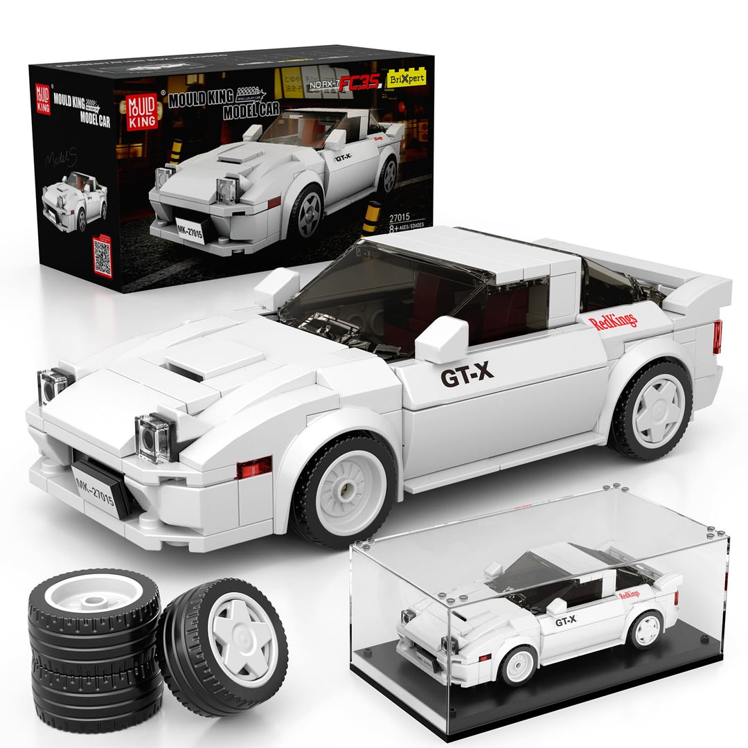 Mould King 27015 Technik Sportwagen Bausteinsets mit Acryl Vitrine Modellautos zum Sammeln, Geschenk